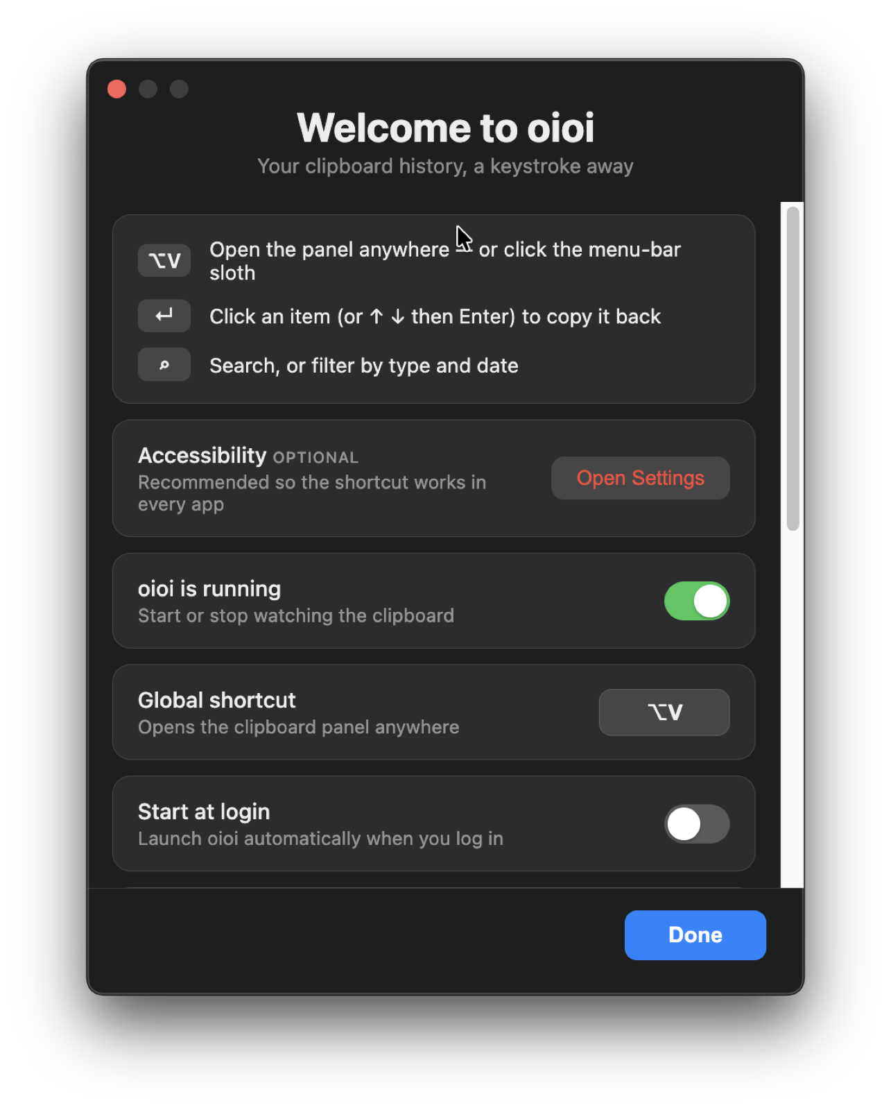 oioi onboarding walkthrough